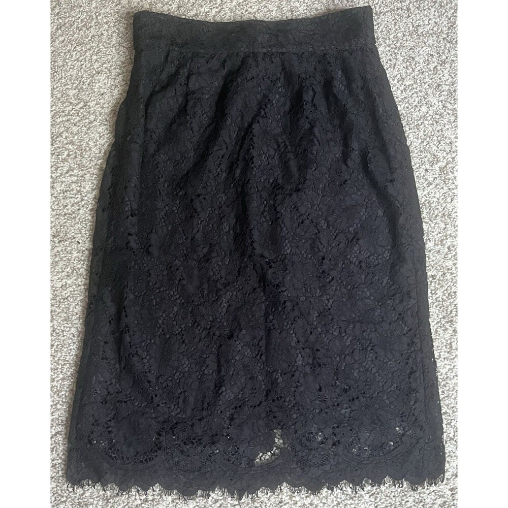 Women's J.Crew Black Lace Midi Pencil Skirt, Size 4